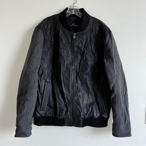 Marc Anthony Slim Fit Varsity Bomber Jacket, Black/Grey Size Large